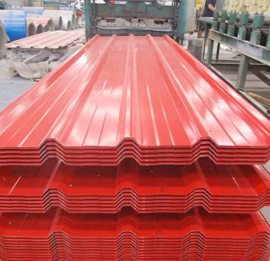 Cette année 0,5 mm 0,6 mm 0,7 mm Matériau de construction Toit en tôle ondulée de première qualité Revêtement en zinc prélaqué Couleur PPGI PPGL Galvalume Tôle d'acier galvanisé